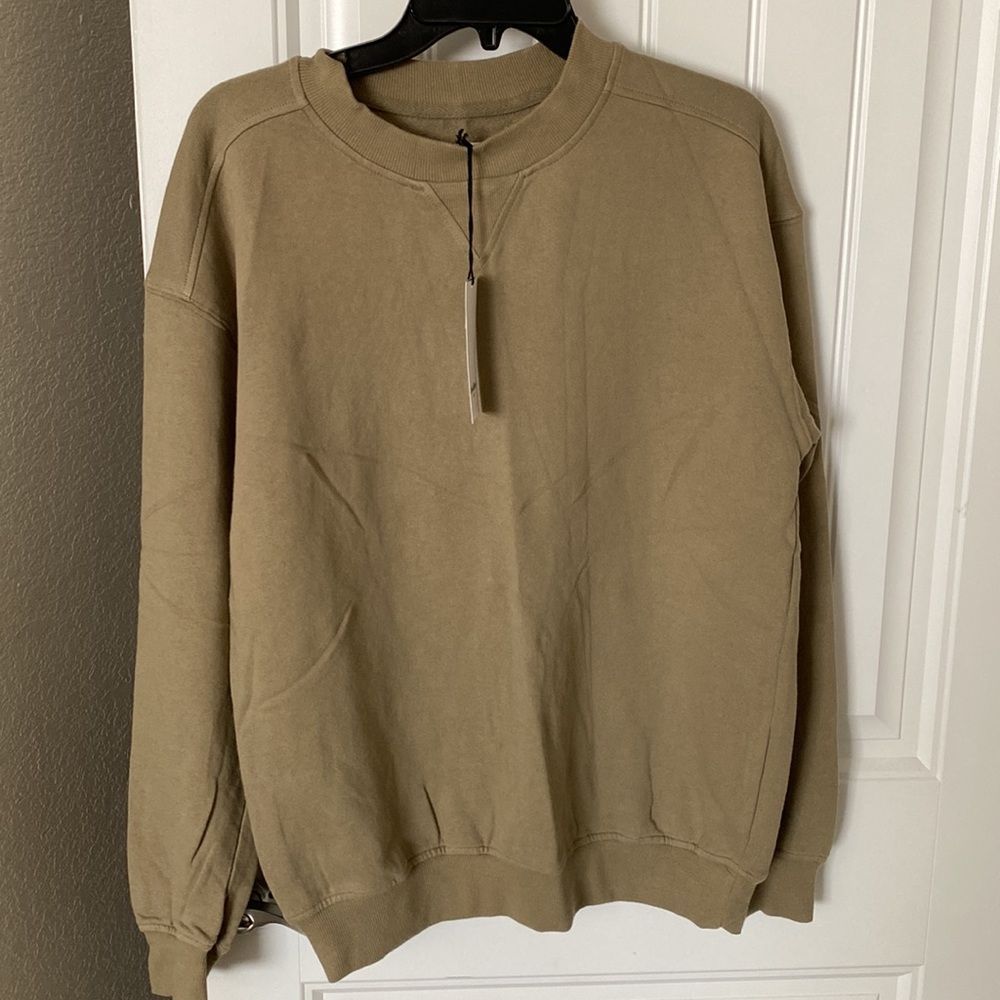 Men's Relaxed Fit Crew Neck Sweatshirt - Goodfellow & Co Olive Green Size Small